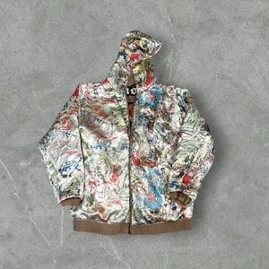 Y2K Hoodie Mens Large Tan Crazy Rare AOP‎ Reversible Grunge Jesse Pinkman Skater